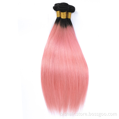Wholesale 1B/Pink Ombre Color Bundles Straight Brazilian Human Hair Bundle for Black Women Cheap Colored Black Pink Wig